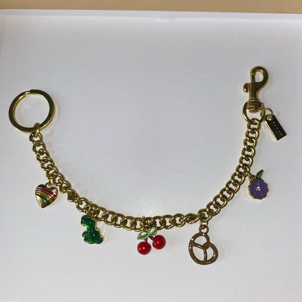 Gold Chain Key Holder with Colorful Charms